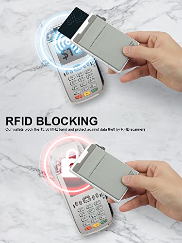 TOYFID Slim Wallet for Men - Pop Up Card Holder Wallet,Minimalist Business Wallet,Credit Card Wallet with Money Pocket,Metal Card Case Wallet,RFID Blocking,Can Hold 6 Credit Cards - color: silver B