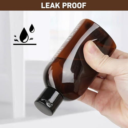Travel Kit - 10 Pcs Travel Bottles for Toiletries, TSA Approved, Leak Proof Plastic Small Cream Jars & Refillable Spray Bottle for Shampoo, Conditioner (Brown) - color: A-Brown