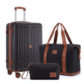 Hoteel Luggage Set 3-Piece, 4-Year Warranty,Suitcases with Wheels, PC+ABS Hardshell Suitcase, TSA Lock, Including Waterproof Luggage Bag, Travel Maletas for Men & Women,Black - color: Black, size: 3 Piece Set (20/Expandable DB/TB)