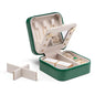 VLANDO Small Travel Jewelry Box Organizer - Mirrored Jewelries Necklaces Rings Earrings Necklace Storage Case, Dark Green - color: a. Dark Green