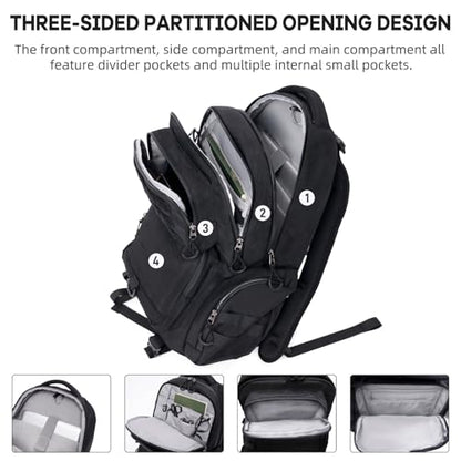 Timeet Tactical Backpack for Men, 21 Inch Black 40L Large Capacity, Laser Cut Molle Three Sided Opening, Water Resistant 17 inch Laptop Military Hiking 3 Day Assault Pack - color: Black