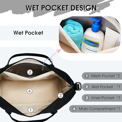 For Spirit Airlines Personal Item Bag Underseat Carry On Bag with Wet Pocket & Shoe Compartment & USB Charging Port - color: Black