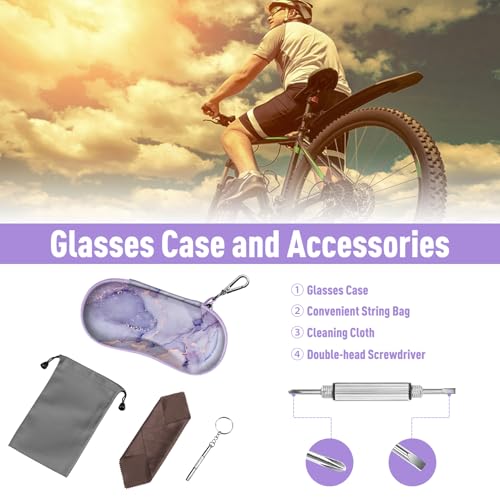 FINTIE Sunglasses Case, Hard EVA Shell Shockproof Sport Glasses Case with Metal Carabiner Travel Zipper Eyeglasses Holder - color: Z-lilac Marble