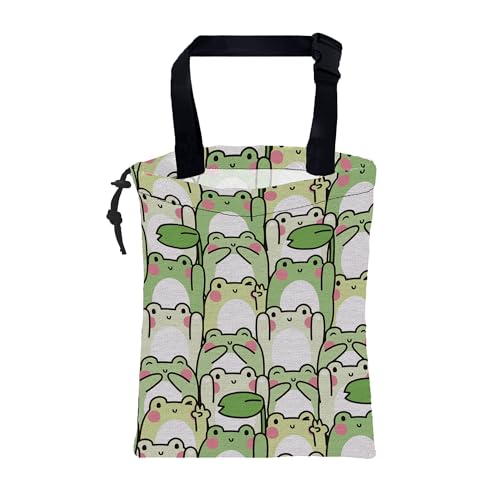 Car Garbage Bag Cute Cartoon Frogs Drawstring Car Trash Bag Hanging for Back Seat with Adjustable Buckle Canvas Vehicle Trash Can Easy-to-Install - color: Cute Cartoon Frogs