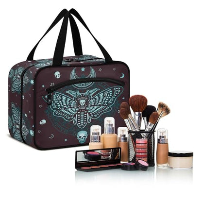 MNSRUU Hanging Toiletry Bags for Women Travel, Gothic Skull Butterfly Toiletry Organizer Portable Travel Toiletry Bags Clear Wash Bags Makeup Bag Cosmetic Bag - color: Skulls 214