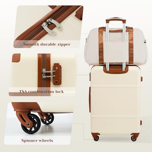 Coolife Luggage Set 3 Piece Suitcase Set Carry On Luggage PC Hardside Luggage TSA Lock Spinner Wheels Telescopic Handle - color: Navy, size: 3 piece set (DB/TB/20)