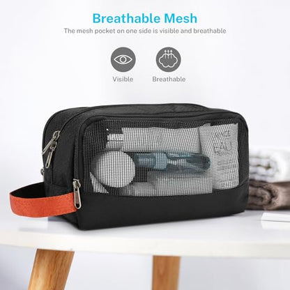 Gonex Travel Toiletry Bag Nylon, Toiletries Kit Shaving Bag Toiletry Organizer Black & Orange - color: Black & Orange