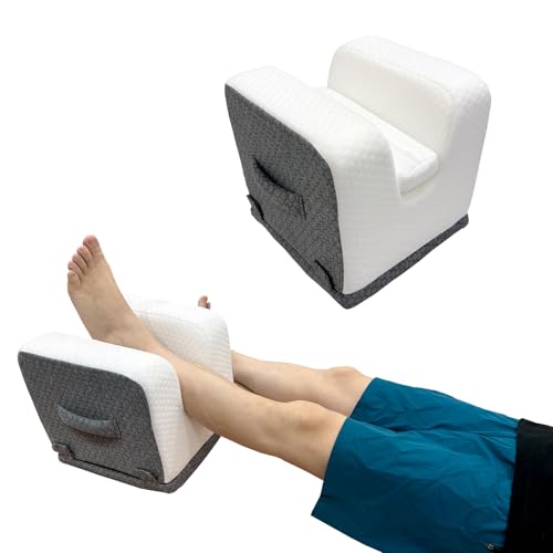 Knee Replacement Pillow - 4 Adjustable Heights for Full Straight-Leg Extension - Post Surgery Recovery Equipment with Handle - Leg Elevation Wedge for ACL Surgery, Hip & Knee Rehab