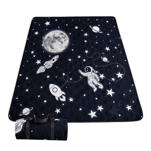Outdoor Picnic Blanket Portable Ultrasonic Waterproof Picnic Mat Space Astronaut Printed Camping Beach Mat for Sand and Wet Grass Hiking (Space Astronaut S) - color: Space Astronaut, size: Standard - 59"x78"