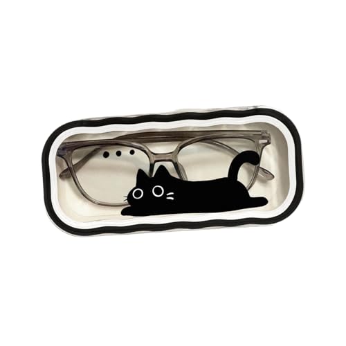 Cute hard shell bow glasses case cat transparent glasses case sunglasses glasses Size is 6.9 x 3.2 x 1.2inches - color: Case - Black Cat