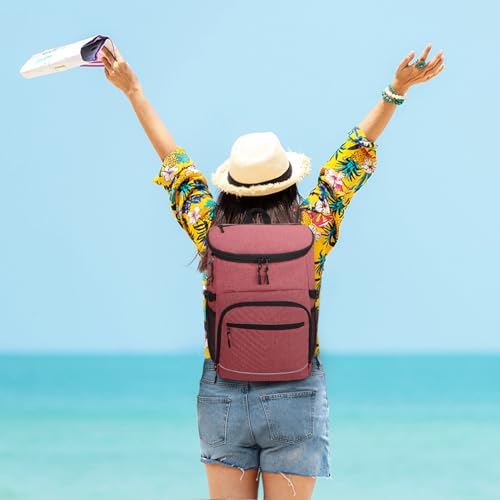 Cooler Backpack Insulated Leakproof Waterproof Backpack Cooler Bag 30/45 Cans, Large Capacity Lightweight Travel Camping Beach Backpack Cooler Ice Chest for Men and Women - color: pink, size: 30 Cans