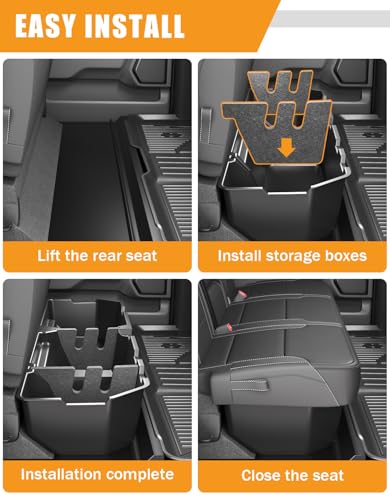 KINGGERI Under Seat Storage Boxes - Compatible with 2006-2025 Honda Ridgeline Crew Cab, Heavy Duty Upgraded Rear Under Back Seat Storage Truck Cargo Black Tool Box Organizer - size: Compatible with 2006-2025 Honda Ridgeline