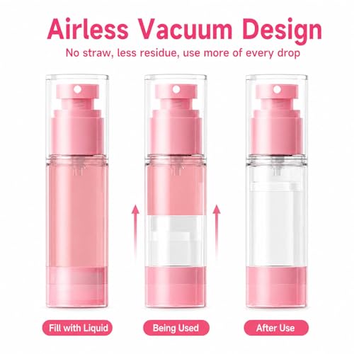 4 Pack Airless Pump Bottles, 1 oz Leakproof Travel Bottles with Pump for Toiletries, Small Empty Containers with Lids for Lotion Creams Serum Skin Care Shampoo Cosmetic Moisturizer Dispenser