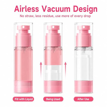 4 Pack Airless Pump Bottles, 1 oz Leakproof Travel Bottles with Pump for Toiletries, Small Empty Containers with Lids for Lotion Creams Serum Skin Care Shampoo Cosmetic Moisturizer Dispenser