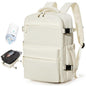 BOXSAM Vacuum Travel Backpack with Pump for Women, Personal Item Carry on Vacpack Backpacks Flight Approved 18x14x8 inches for Men,Laptop Waterproof Work Compression bags Casual Daypack,Beige