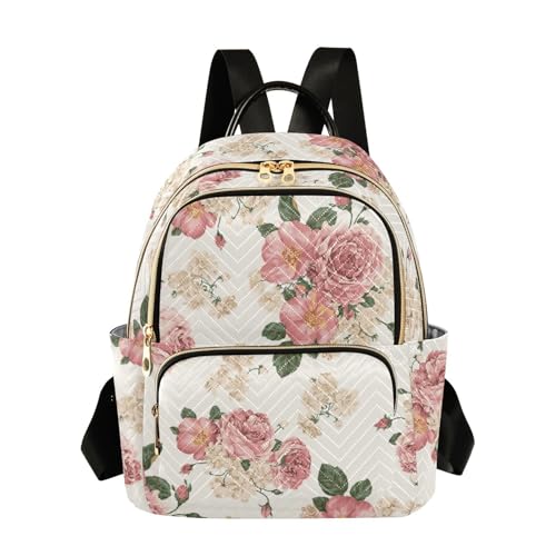 Women Fashion Backpack Purse Casual Lightweight Travel Shoulder Bag Beautiful Roses Vintage Floral Rucksack Ladies Bag, Medium - color: Beautiful Roses Vintage Floral, size: Medium