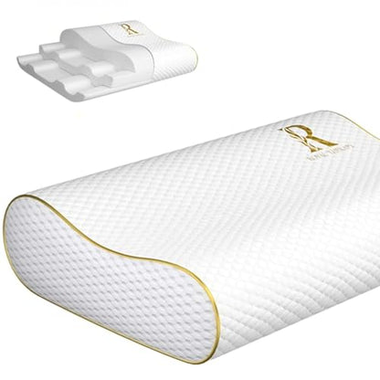 Royal Therapy Memory Foam Pillow, Queen Neck Pain Relief, Contour Cervical Pillow, for Neck and Shoulder Pain, Side, Back and Stomach Sleeper, 24x14x5 inches - size: Queen 24 x 14 x 5"