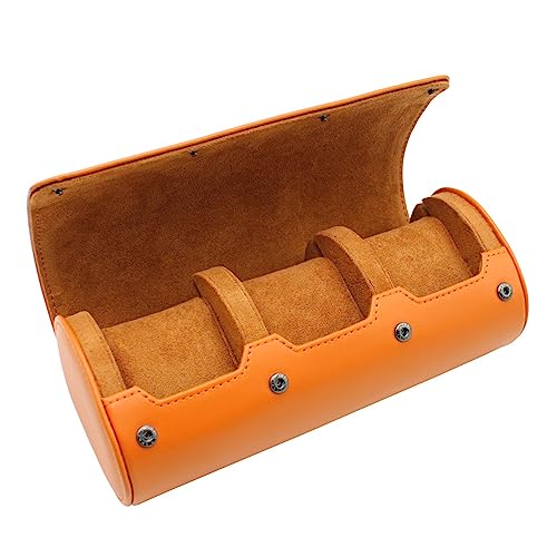 Watch Travel Case Portable Organizer - Luxury Watch Roll Travel Box Recycled Leather Watch Storage and Display for Men and Women (WCASE-3-BROWN) - color: BROWN, size: Three slots
