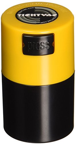 Vitavac - 5g to 20 grams Airtight Multi-Use Vacuum Seal Portable Storage Container for Dry Goods, Food, and Herbs - Yellow Black - color: Yellow Cap Black Body