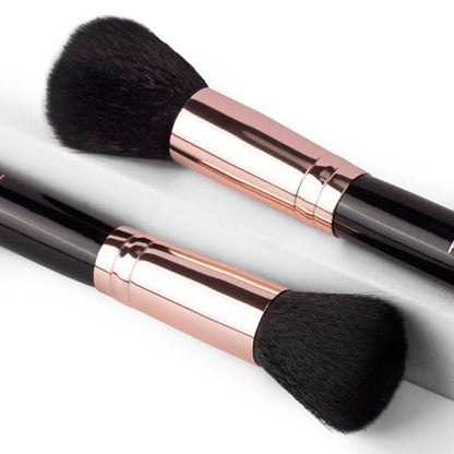 Real Perfection Makeup Brush Set 16 Pcs with 1 Eyebrow Razor Premium Synthetic Foundation Powder Concealers Eyeshadow Blush Makeup Brushes Make up Brushes Kit (Black) - color: Black