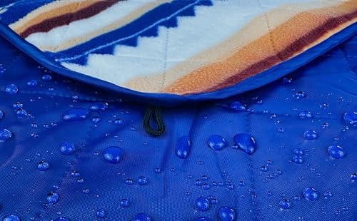 DOWN UNDER OUTDOORS Large Waterproof Windproof Extra Thick 350 GSM Quilted Fleece, or Sherpa Stadium Blanket - color: Aztec