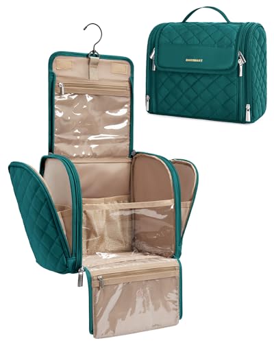 BAGSMART Toiletry Bag for Women, Travel Toiletry Bag Makeup Cosmetic Bag with Hanging Hook, Water-resistant for Toiletries Accessories Brushes Sponge - color: Fresh Ink Green, size: Large