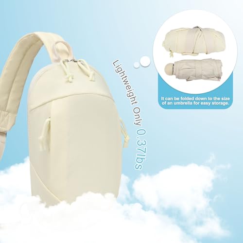 Small Sling Bag with RFID Blocking, Mini Fanny Pack for Women and Men, Convertible Crossbody Anti Theft Chest Bag for Travel Hiking Running, Beige - color: Beige