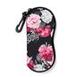 Sunglasses Soft Case with Carabiner Ultra Light Neoprene Zipper Glasses Case - color: Black Flower