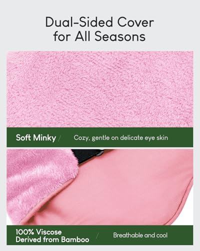 Sivio Weighted Eye Mask for Women & Men, Heatable and Freezable Weighted Eye Pillow with Silica Beads & Adjustable Strap, Soft Breathable Cotton Eye Cover for Sleeping Faster and Better, Pink - color: Pink