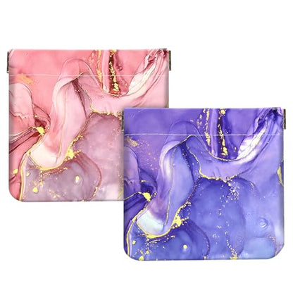 2Pcs PU Leather Small Squeeze Coin Purse Pouch Mini coin Bag Unique And Cute Wallet Cosmetic Bags Change Bag For Women Girls Men Marble Texture Pattern - color: Marble Texture Pattern