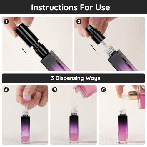 Segbeauty 0.34oz Perfume Travel Bottles Refillable, 10pcs 10ml Glass Empty Perfume Atomizer Sprayer, Mini Portable Travel Cologne Spray Bottle, Cologne Atomizer Set with Refill Pump Tools - color: Green Blue Red Purple Black, style: Mini Bottle Set