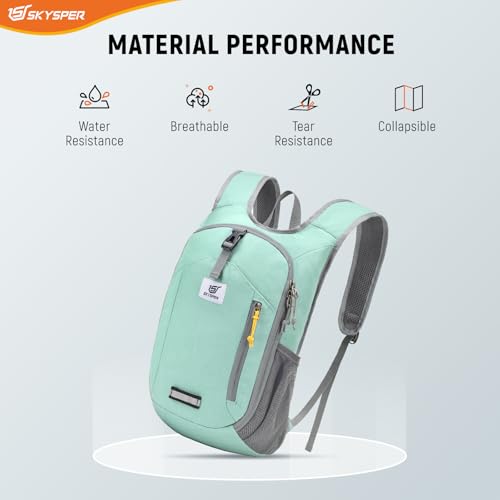 SKYSPER 10L Hiking Backpack Small Foldable Daypack Packable Lightweight Hiking Daypack Travel Day Pack for Women Men - color: Mintgreen