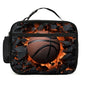 Basketball Lunch Bag Insulated Reusable Lunch Box Cooler Thermal Tote Bag For Teenage Boys Girls School Beach - color: Basketball