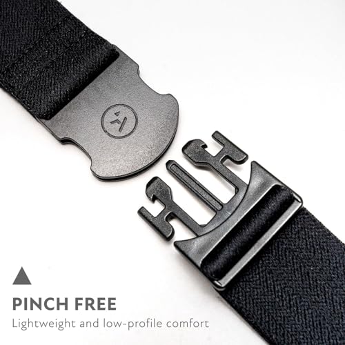 Arcade The Original Unisex Adventure Belt, Heavy Duty Elastic Webbing, Non-Metal Travel Friendly Buckle - color: Midnighter - Black