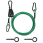 TooTaci 15ft Outdoor Clothesline Kit, 3/16" Green PVC Coated Wire Rope Portable Retractable Clothes Line Kit with Self-Locking Pulley, Screw Hook & Snap Hook for Camping, Backyard, Balcony, Travel