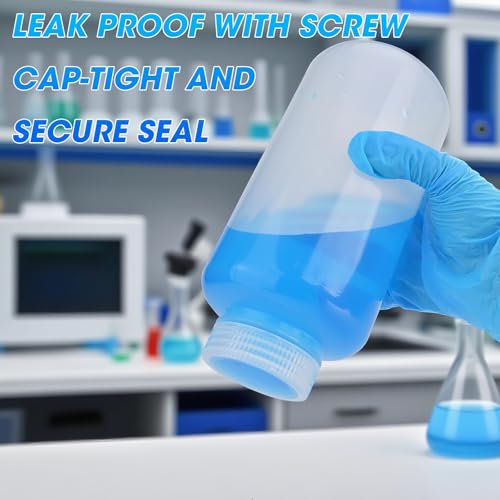 16oz/500ml Plastic Sample Bottles with caps, Wide Mouth Reagent Bottle with Lids Leak Proof Containers Water Sample Bottles for Laboratories, Travel(5Pcs) - style: 500ML-5pcs