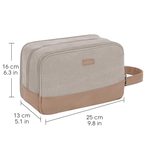 WANDF Travel Toiletry Bag for Men Large Toiletries Shaving Bag Water Resistant Hanging Dopp Kit Travel Accessories Bag for Women Men (Beige Gray) - color: Beige Gray