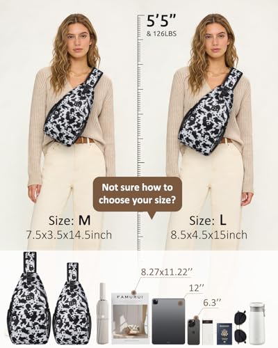 Pritent Crossbody Bags for Women Men Trendy Sling Bag Backpack Casual Chest Bag with Convertible Shoulder Strap - color: Cowprint, size: Large