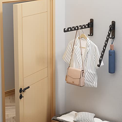 Wall Mounted Clothes Drying Rack, Wall Clothes Hanger Hook for Laundry Room Hanger Foldable, Wall Clothes Rack Indoor, Perfect for Small Spaces, Matte Black 2 Packs - color: Black 2 Pack