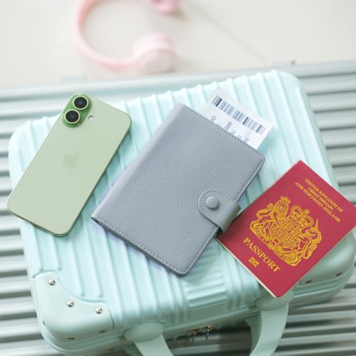 WASON Leather Passport Cover Wallet - Travel Passport Holder with RFID, Card Slots, Cash Pocket, Coin Purse, Tracker Slot, Boarding Pass and Ticket Organizer for Men and Women (Blue) - color: Blue