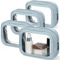Abbylike 4 Pcs Blue Clear Makeup Bag PU Leather Tsa Approved Toiletry Bag with Zipper Transparent Waterproof Portable Cosmetic Bags Travel Car Clear Organizer Bags for Women Girls Mother's Day - color: Blue