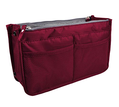 Vercord Updated Purse Handbag Organizer Insert Liner Bag in Bag 13 Pockets Burgundy Medium - color: Burgundy, size: Medium