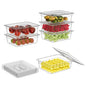 1/2 4'' 6 Pack Plastic Food Pans With Lids, Clear Food Pan, Commercial Stackable Polycarbonate Freezer-Safe for Fruits Vegetables Restaurant Kitchen - color: 1/2 4"6 Pack