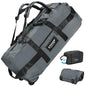 STOVER 45/80/100L Rolling Duffel Bag with Wheels, Large Durable Travel Duffle + Toiletry Bag, Heavy Duty, Packable, Foldable with Shoulder Straps- Use as Luggage or Backpack, Men/Women (Grey) - color: Grey