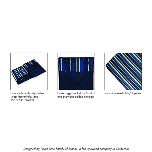 ONIVA - a Picnic Time brand - Vista Outdoor Picnic Blanket & Tote - Beach Blanket - Camping Blanket, (Navy with Red Check) - color: Navy With Red Check