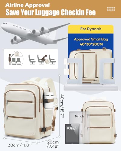 Vacuum Backpack Travel with Pump,Vacuum Sealed Backpack,Travel Backpack with Vacuum System,40x30x20 Airbag Travel,Laptop Vacpack Backpacks Bag Airline Flight Approved,Beige - color: A12-beige Brown-with Pump