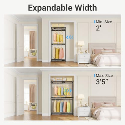 VIPEK X1 Expandable Clothes Rack Heavy Duty Adjustable from 2' to 3'5" with Adjustable Shelves and Hanger Rods, Reach-in & Walk-in Closets Metal Garment Racks Portable Closet, Black - color: Black, size: X1