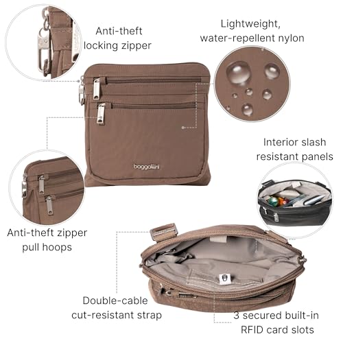 Baggallini Securtex Anti-Theft Crossbody - color: Portobello