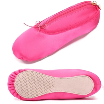 Ballet Dance Shoe Makeup Bag For Little Girls, Ballerina Slipper Makeup Pouch Bag, Ballet Pointe Shoes Gifts (Hot Pink) - color: Hot Pink