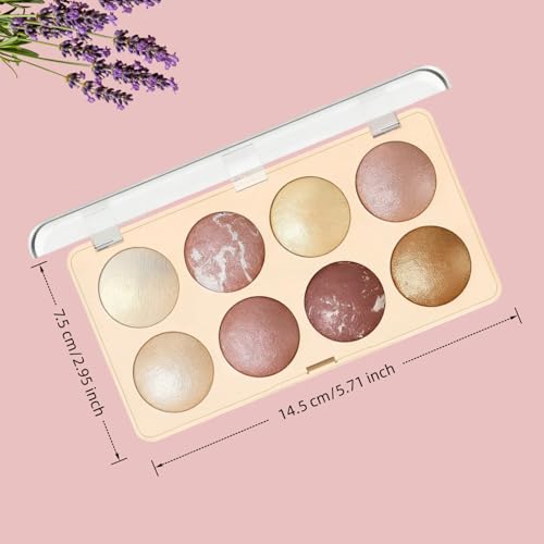 All-in-One Baked Makeup Palette,High-Pigment Eyeshadow, Blush, Bronzer & Highlighter. Buildable, Long-Lasting Formula with Rose Gold & Golden Shimmer. Travel-Friendly full face makeup palette.